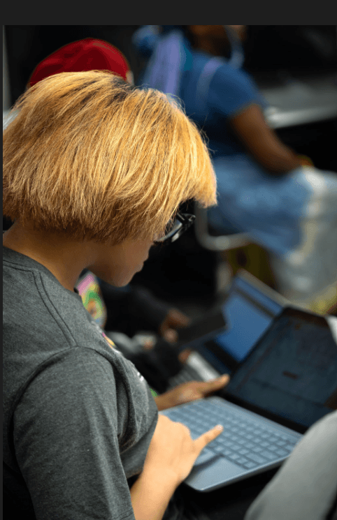 young mother in action learning STEM
