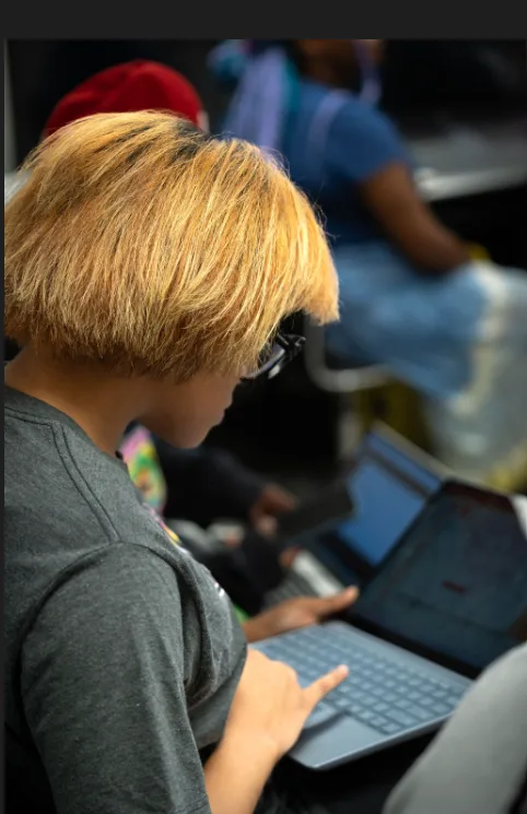young mother in action learning STEM